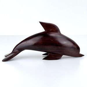 Ironwood MCM Hand Carved Dolphin Whale Sculpture Figurine